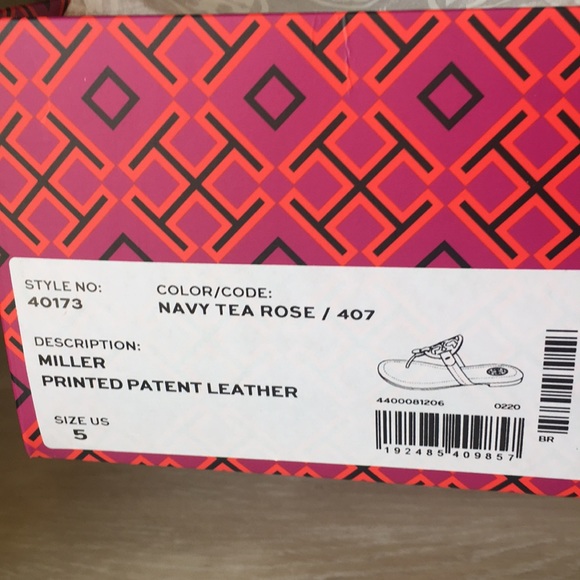 Tory Burch Miller Sandals Navy Tea Rose 🌹 - Picture 9 of 10